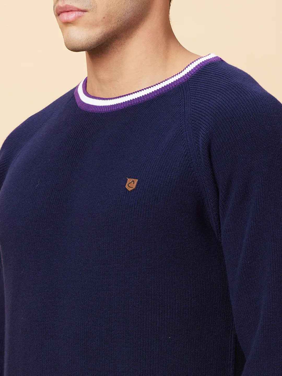 Navy Regular Fit Round Neck Men's T-Shirt by Being Human Clothing