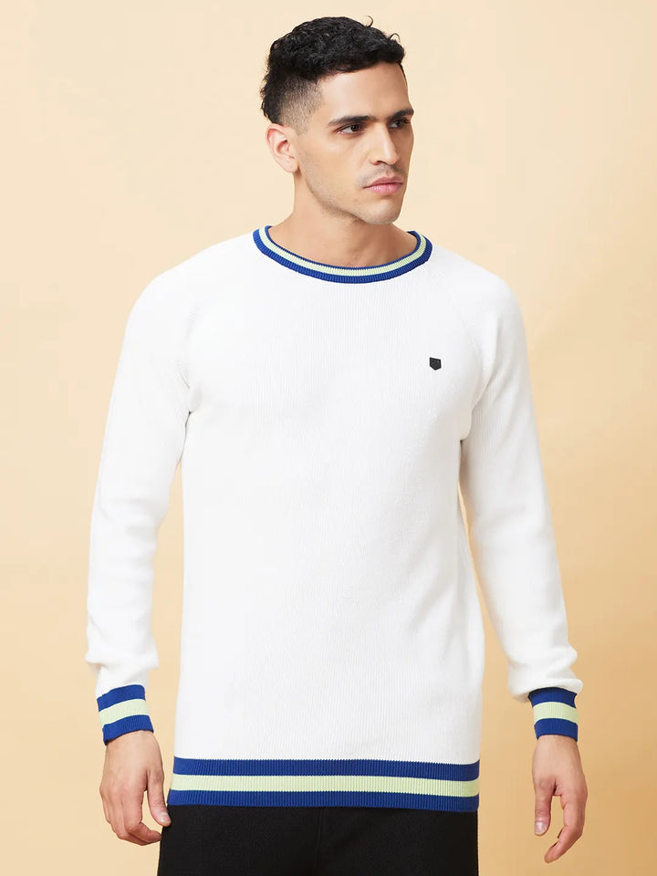 White Regular Fit Round Neck Men's T-Shirt by Being Human Clothing