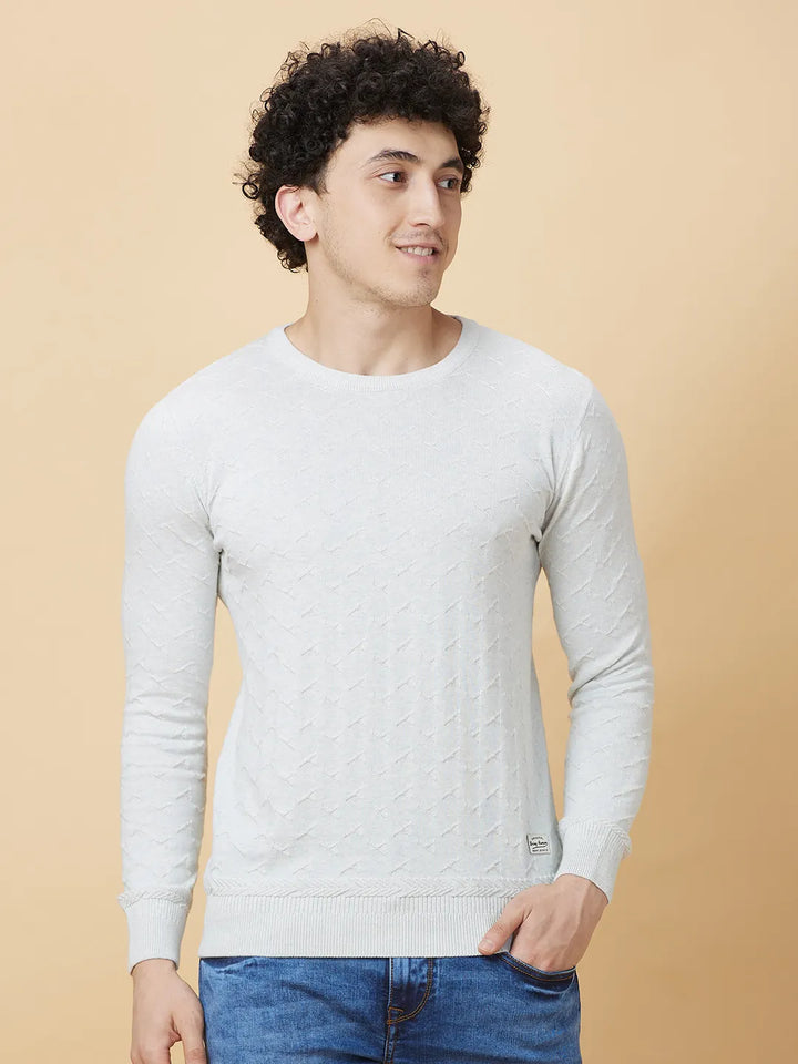 Grey Melange Regular Fit Round Neck Men's T-Shirt by Being Human Clothing