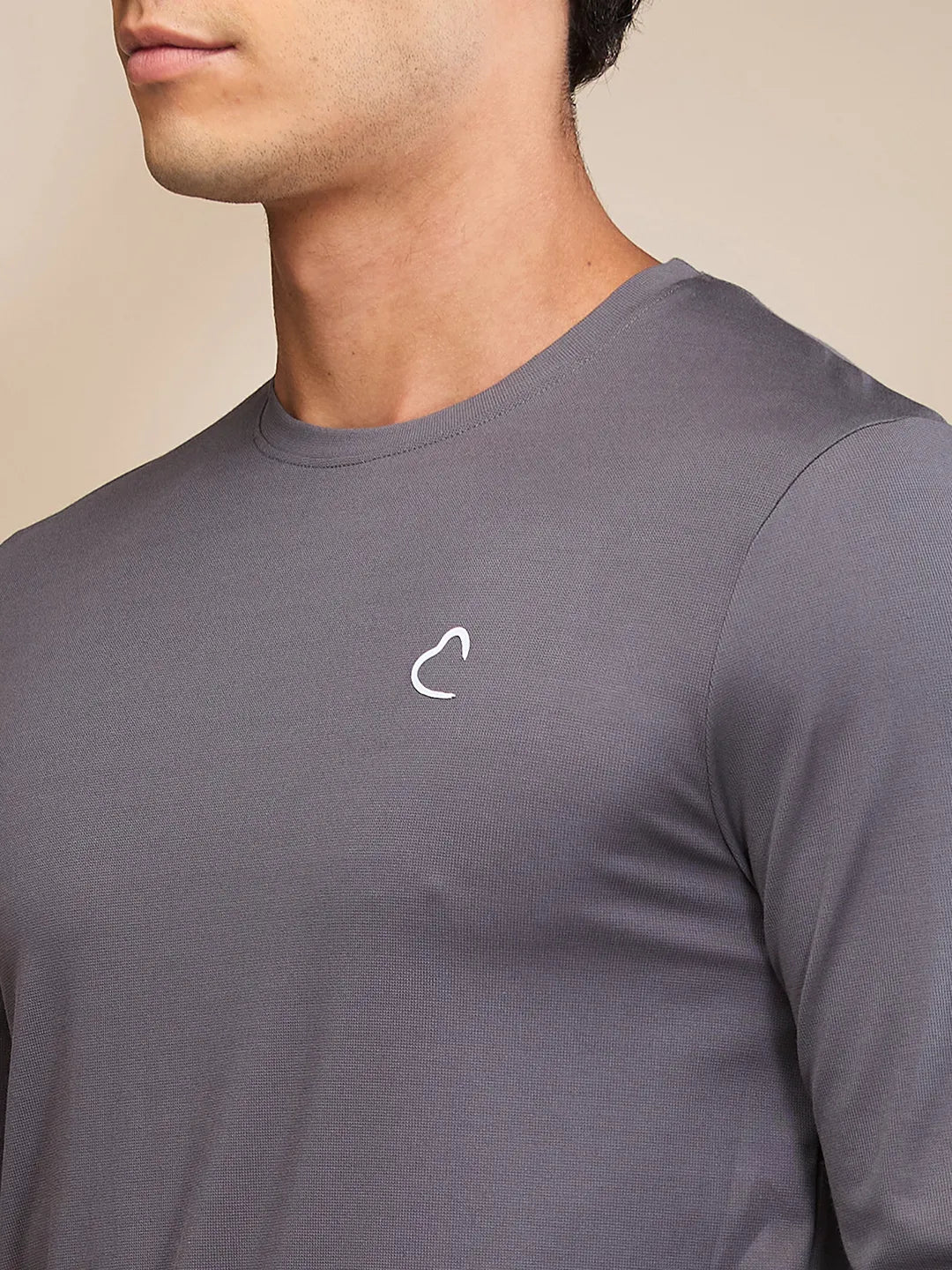 Dark Grey Slim Fit Round Neck Men's T-Shirt by Being Human Clothing