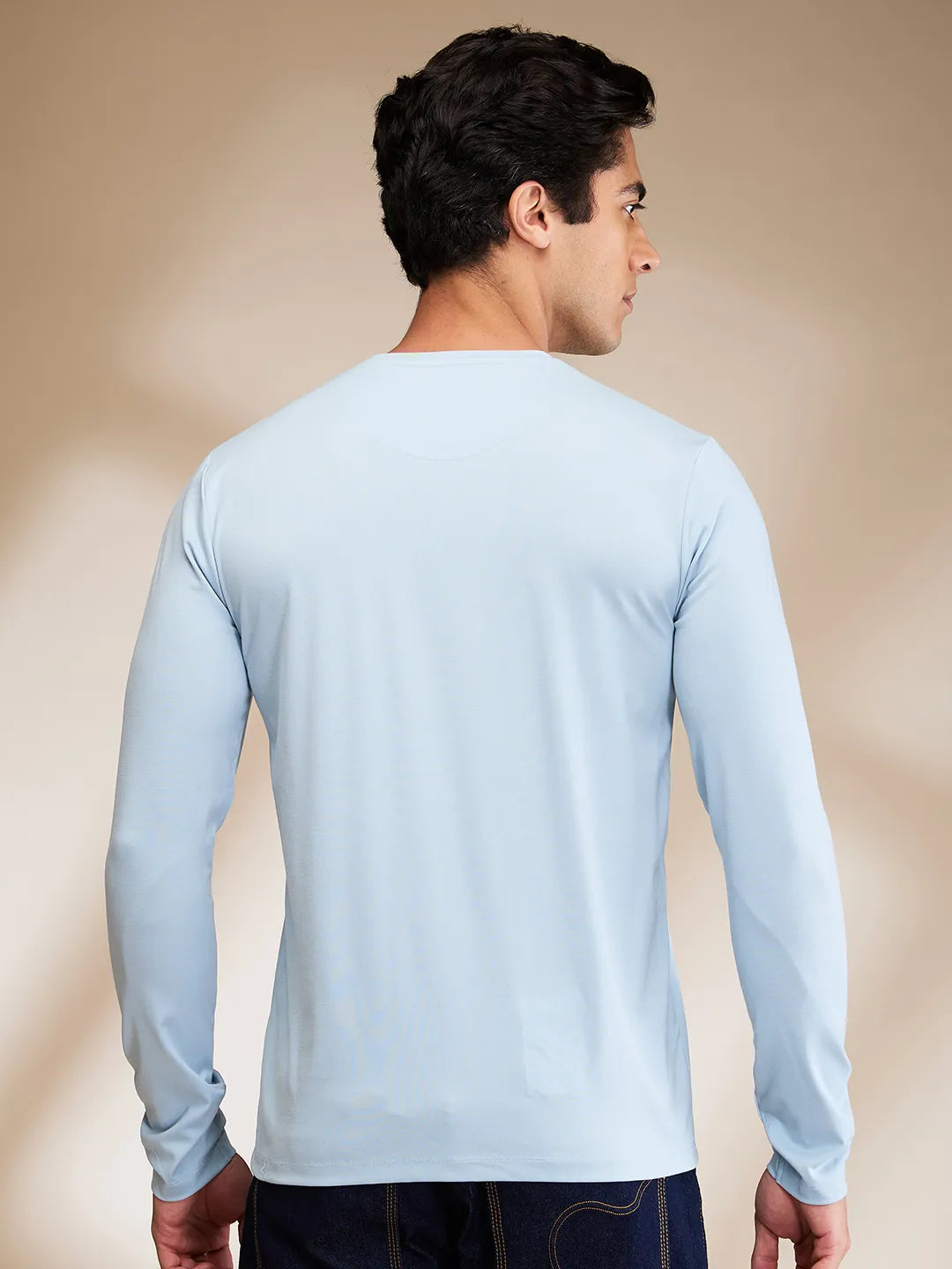 Light Blue Slim Fit Round Neck Mens' T-Shirt by Being Human Clothing