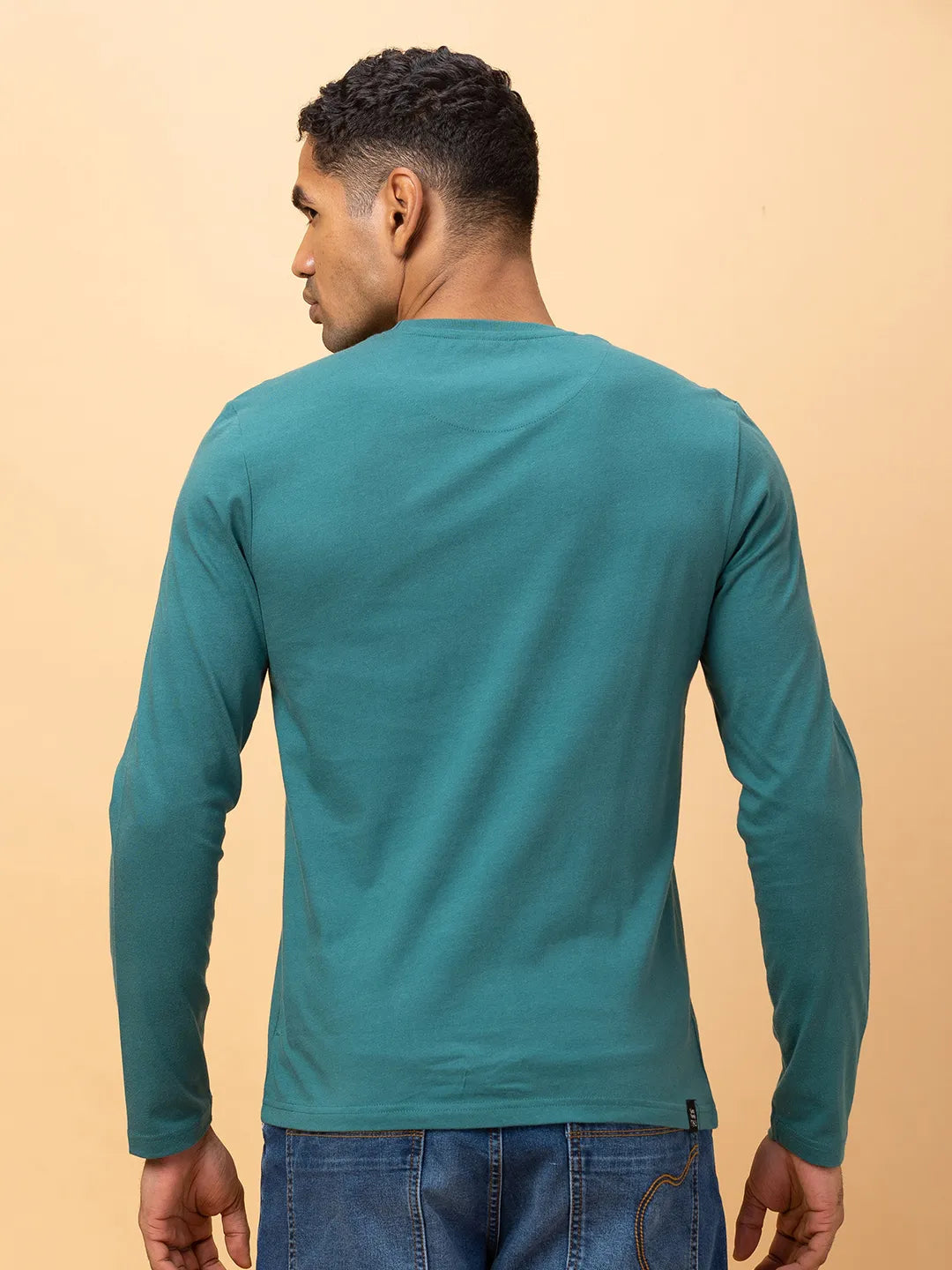 Black Slim Fit Round Neck Men's T-Shirt by Being Human Clothing