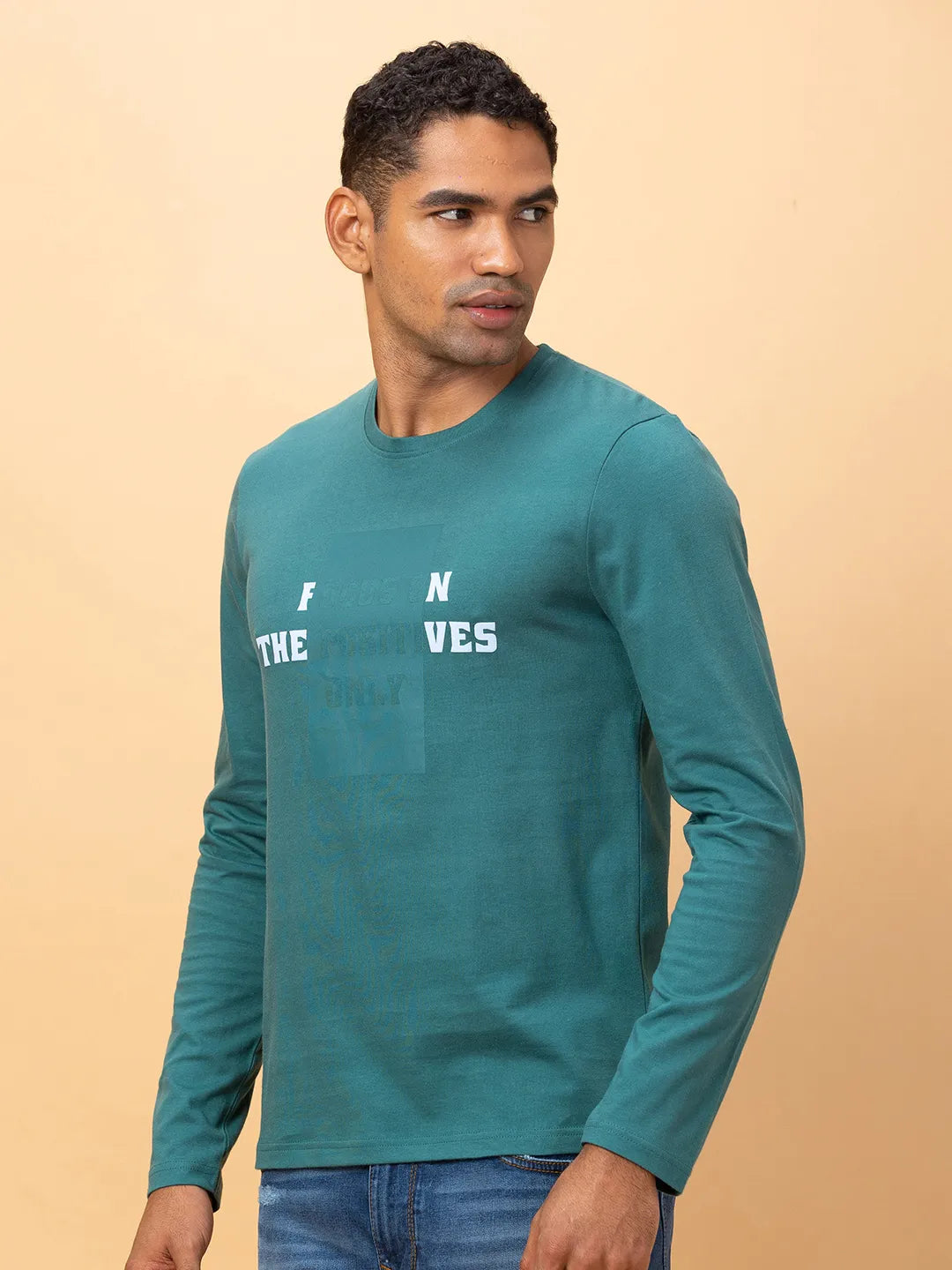 Black Slim Fit Round Neck Men's T-Shirt by Being Human Clothing