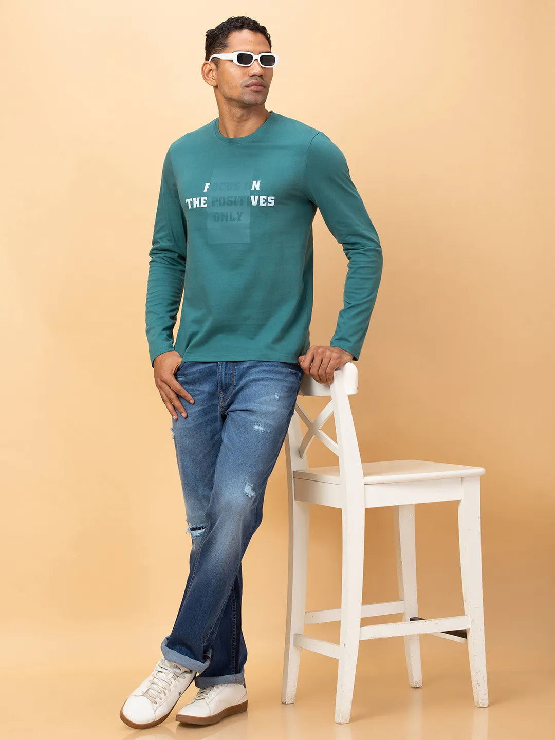 Black Slim Fit Round Neck Men's T-Shirt by Being Human Clothing