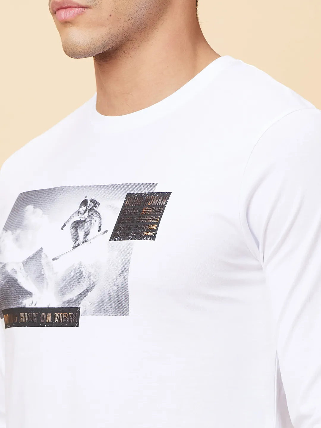Being Human Clothing Mens-Top Crew Neck White