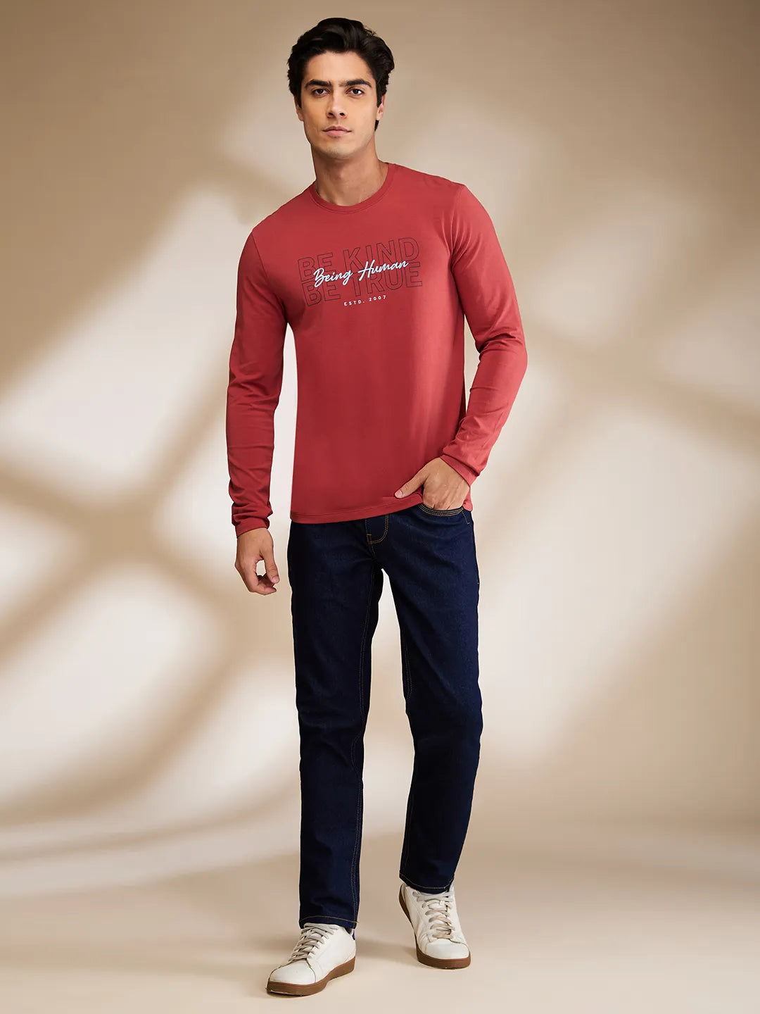 Rust Regular Fit Round Neck Mens' T-Shirt by Being Human Clothing