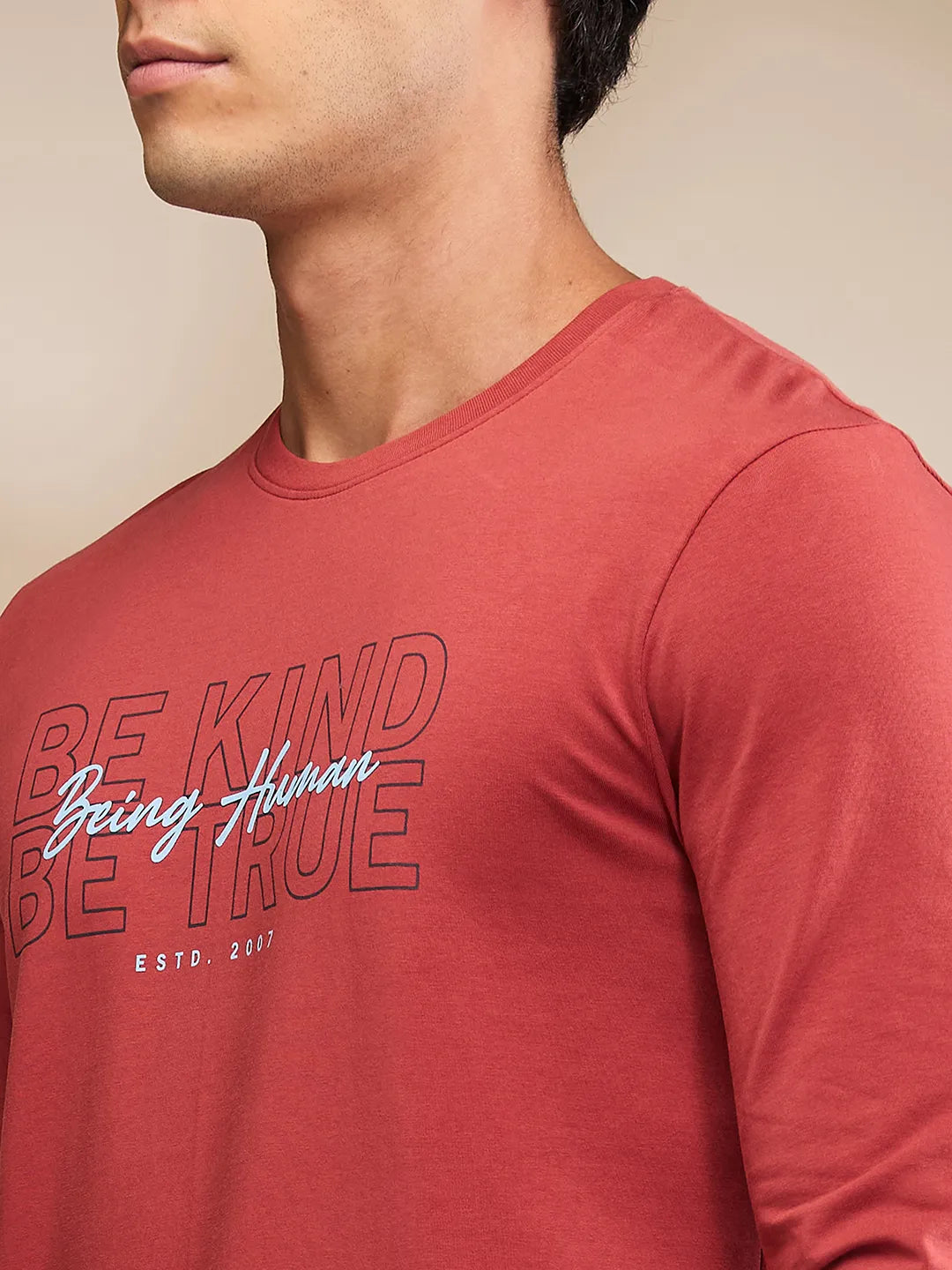 Rust Regular Fit Round Neck Mens' T-Shirt by Being Human Clothing