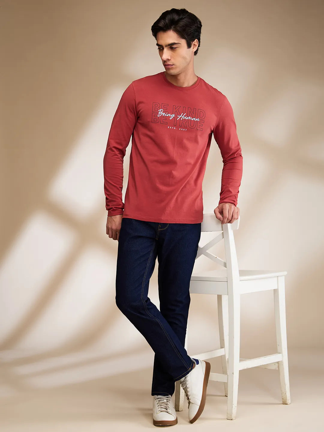 Rust Regular Fit Round Neck Mens' T-Shirt by Being Human Clothing