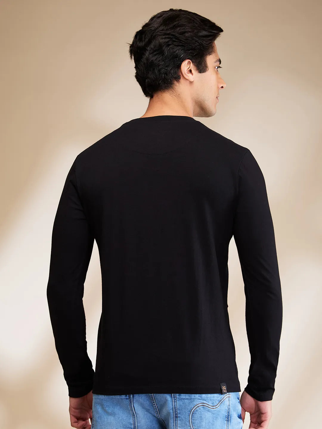 Black Slim Fit Round Neck Mens' T-Shirt by Being Human Clothing