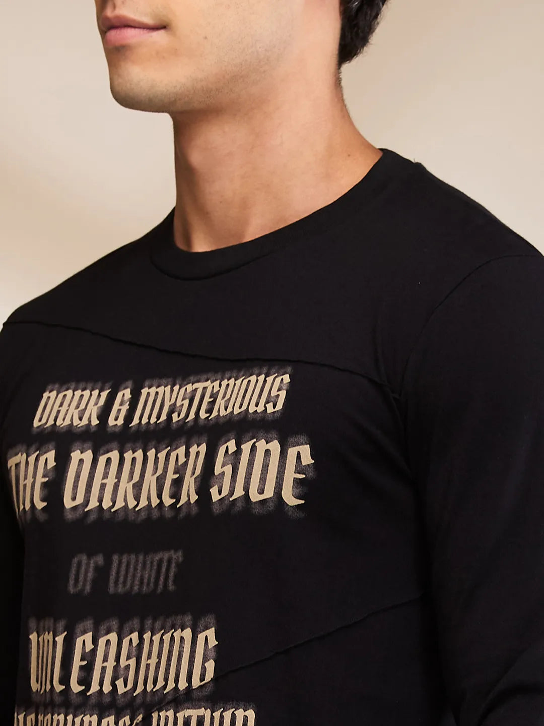 Black Slim Fit Round Neck Mens' T-Shirt by Being Human Clothing