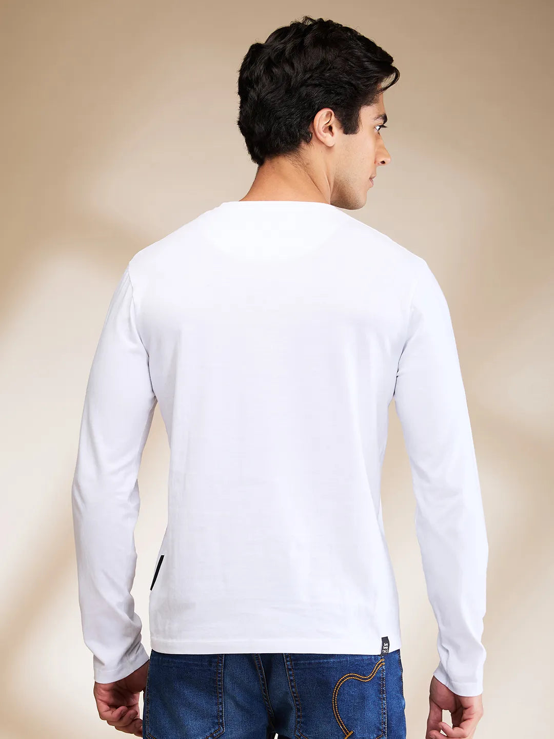 White Slim Fit Round Neck Mens' T-Shirt by Being Human Clothing