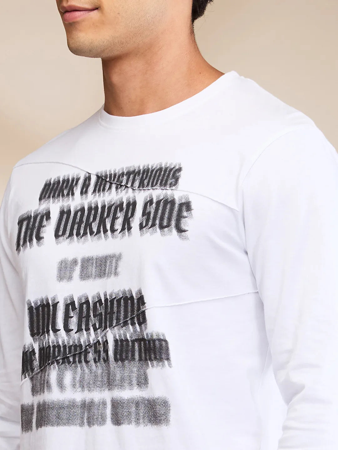 White Slim Fit Round Neck Mens' T-Shirt by Being Human Clothing