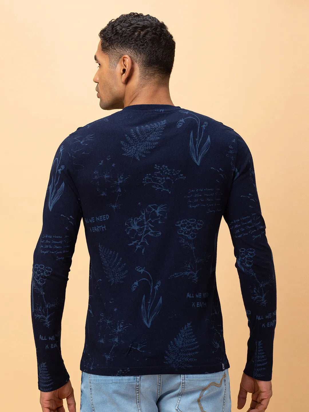 Indigo Regular Fit Round Neck Mens' T-Shirt by Being Human Clothing