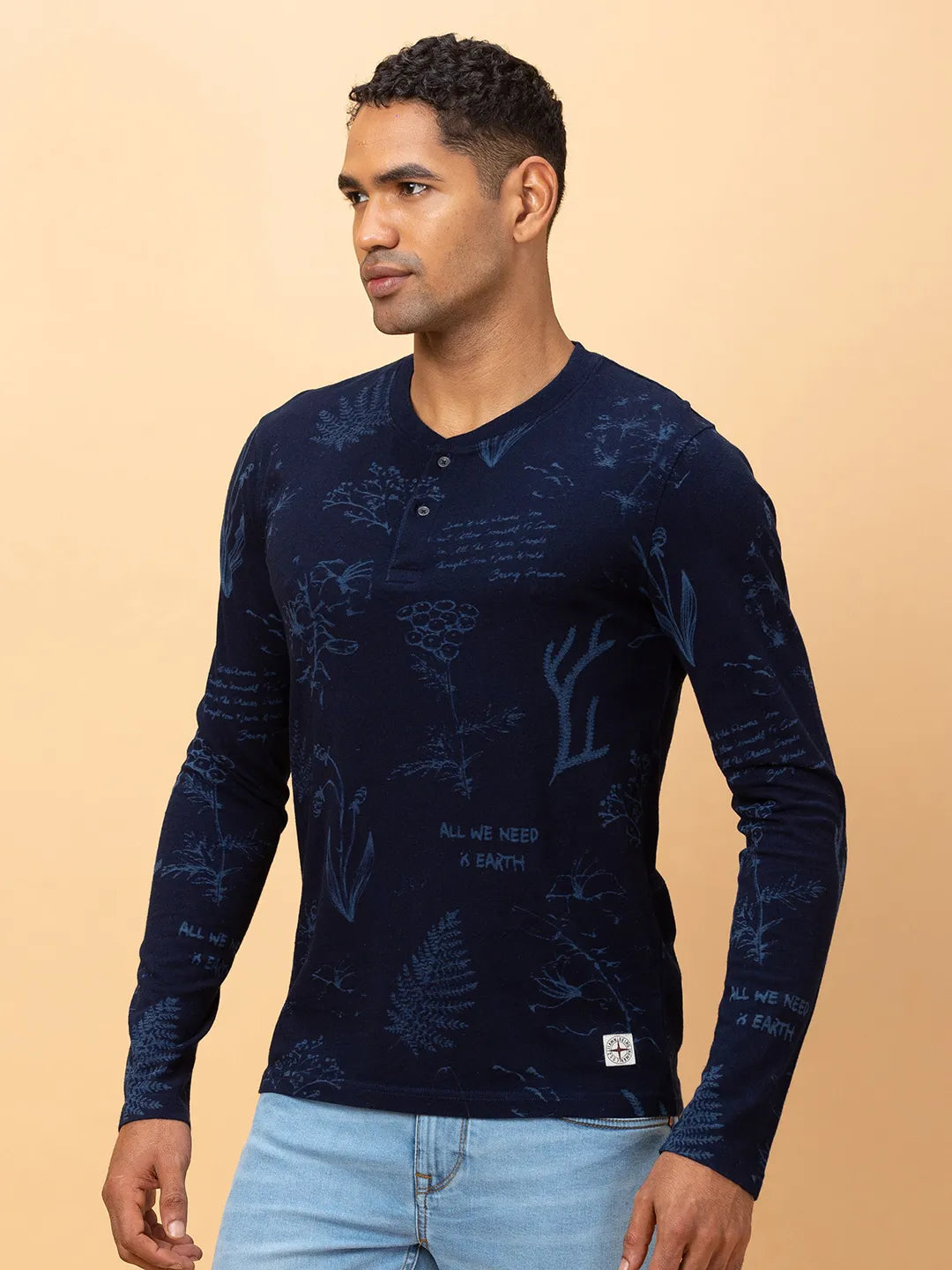 Indigo Regular Fit Round Neck Mens' T-Shirt by Being Human Clothing