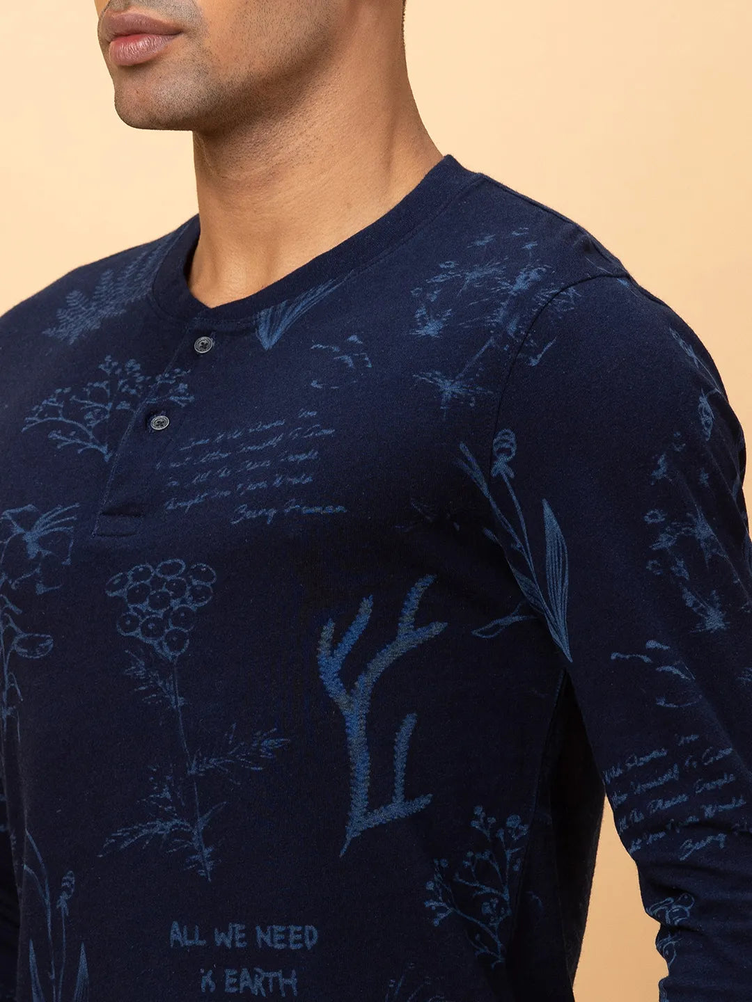 Indigo Regular Fit Round Neck Mens' T-Shirt by Being Human Clothing