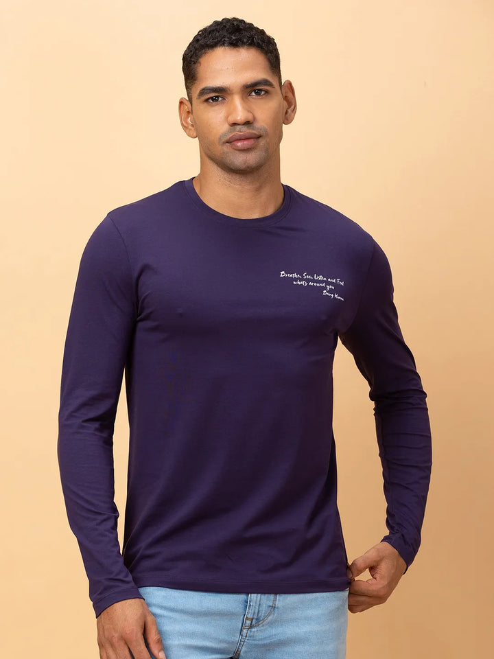 Midnight Blue Regular Fit Round Neck Men's T-Shirt