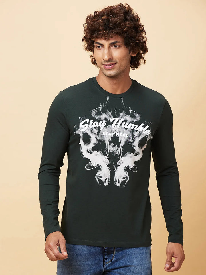 Deep Emerald Regular Fit Round Neck Men's T-Shirt by Being Human Clothing
