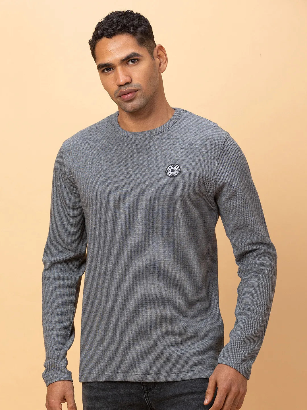 Black Regular Fit Round Neck Men's T-Shirt by Being Human Clothing