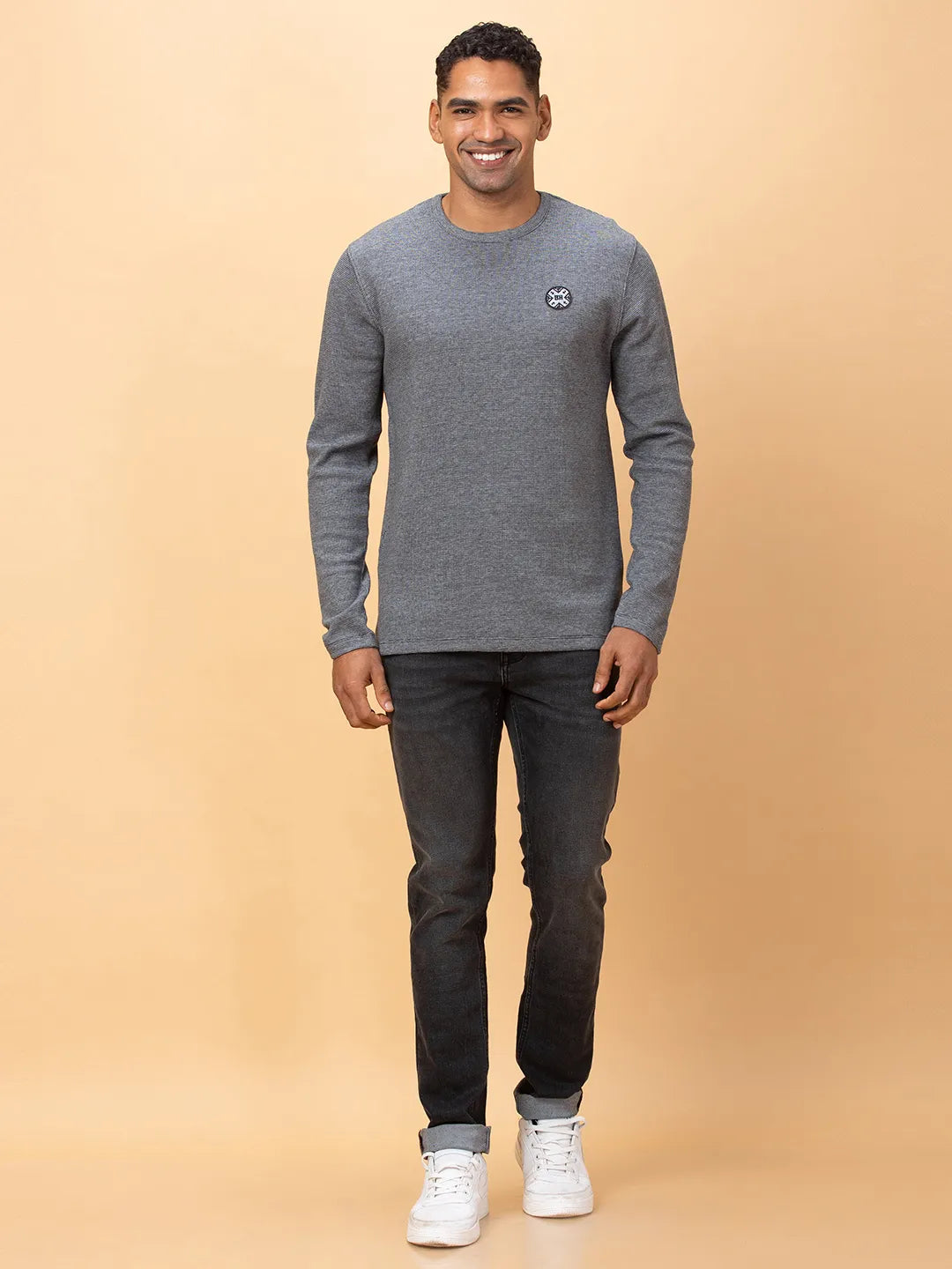 Black Regular Fit Round Neck Men's T-Shirt by Being Human Clothing