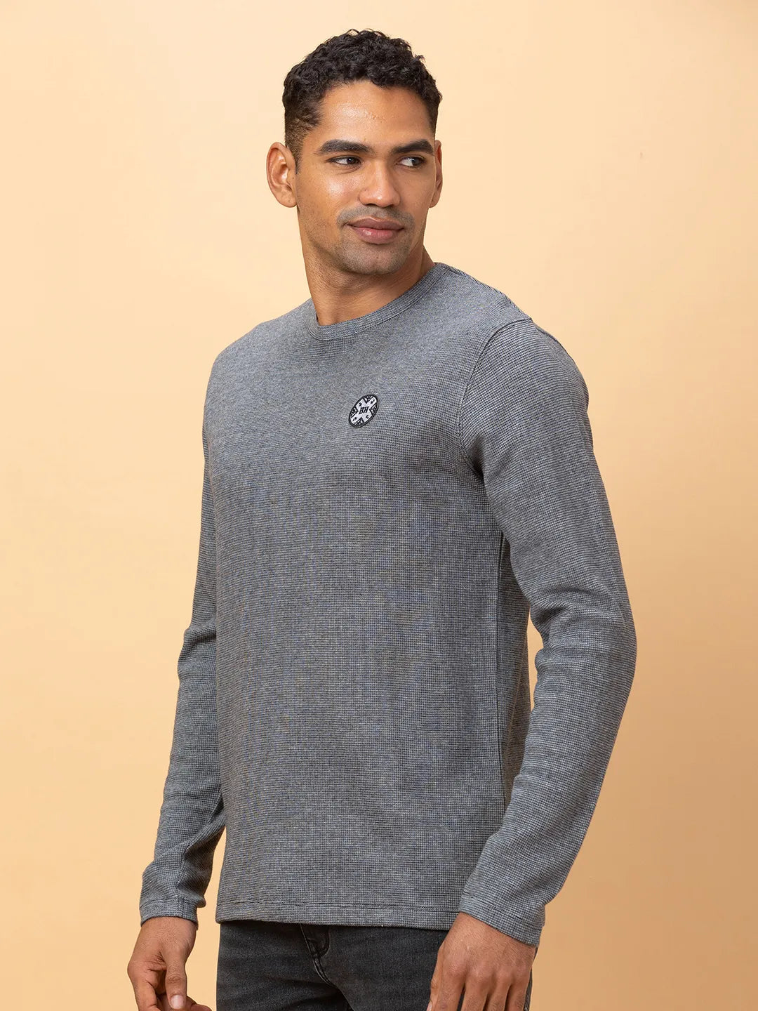 Black Regular Fit Round Neck Men's T-Shirt by Being Human Clothing