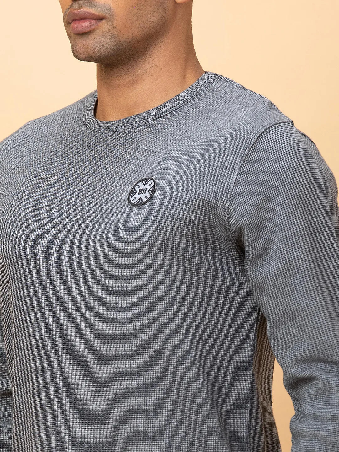 Black Regular Fit Round Neck Men's T-Shirt by Being Human Clothing