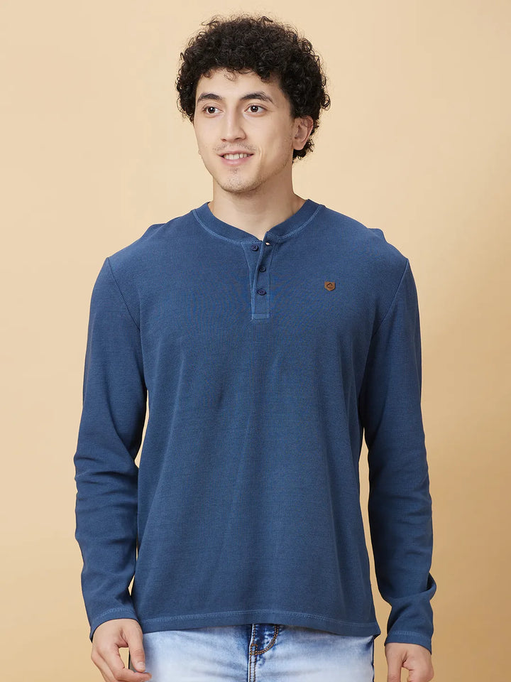 Indigo Regular Fit Round Neck Men's T-Shirt by Being Human Clothing