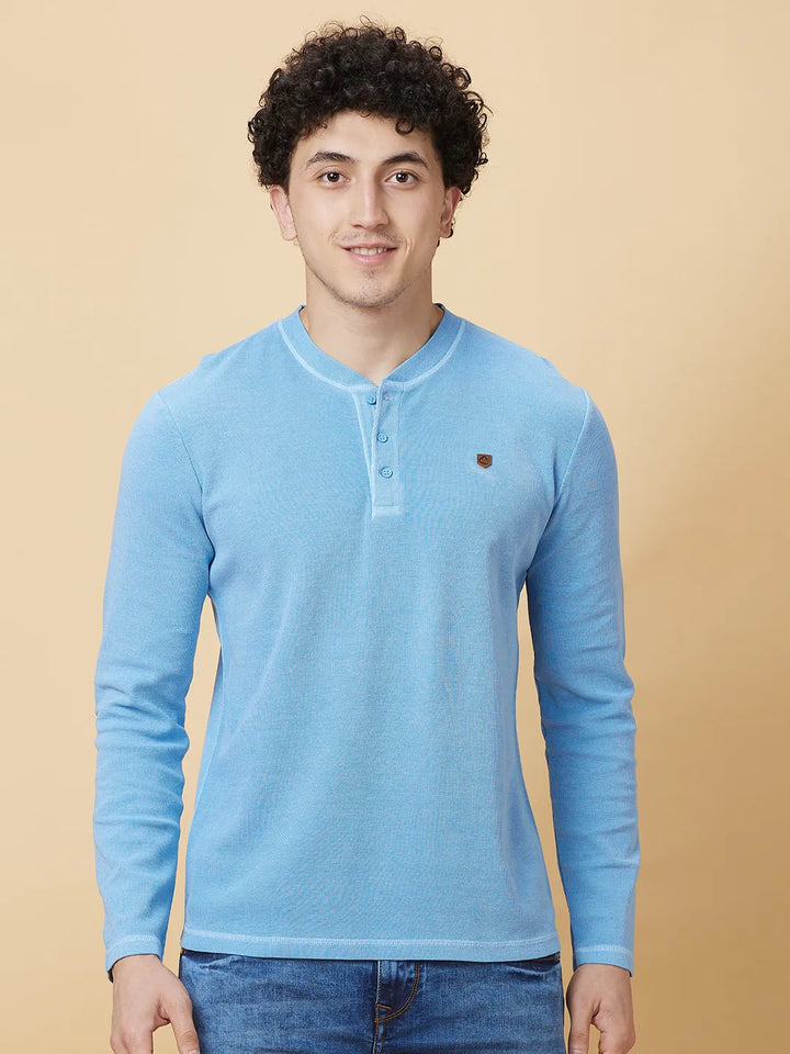 Light Blue Wash Regular Fit Round Neck Men's T-Shirt by Being Human Clothing