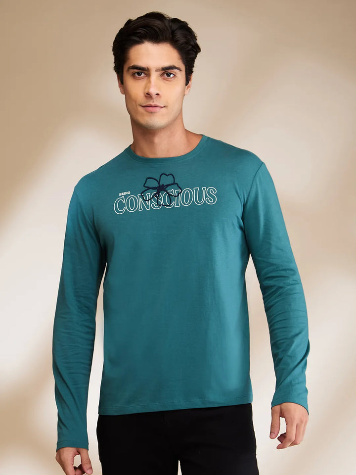 Deep Emerald Regular Fit Round Neck Men's T-Shirt by Being Human Clothing