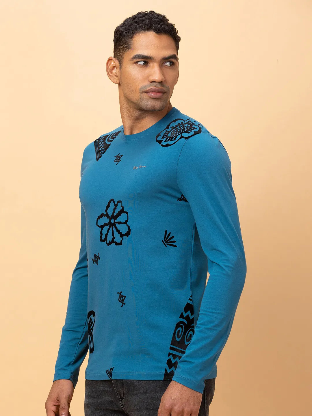 Deep Teal Regular Fit Round Neck Men's T-Shirt by Being Human Clothing