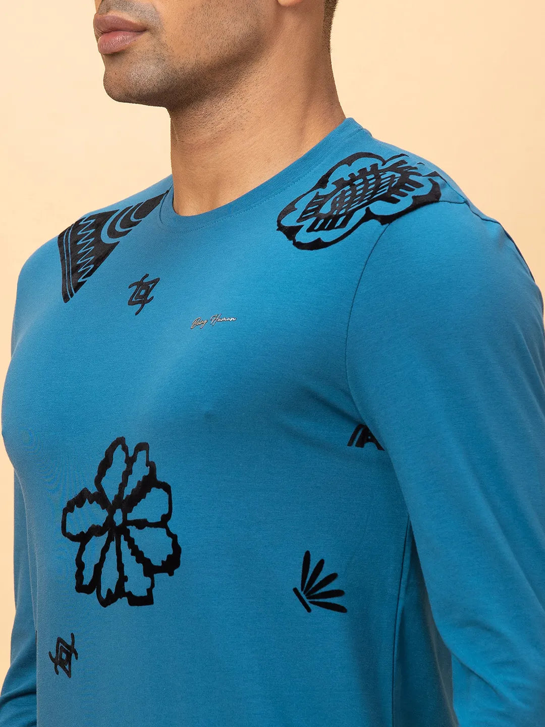 Deep Teal Regular Fit Round Neck Men's T-Shirt by Being Human Clothing