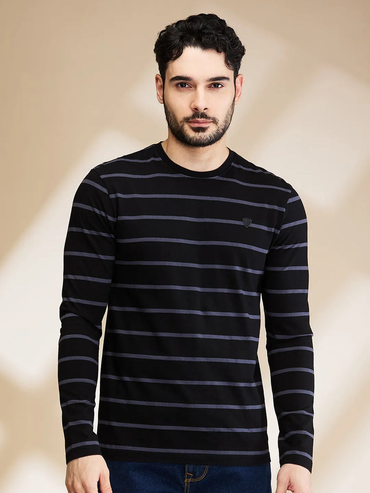 Black Regular Fit Round Neck Men's T-Shirt by Being Human Clothing