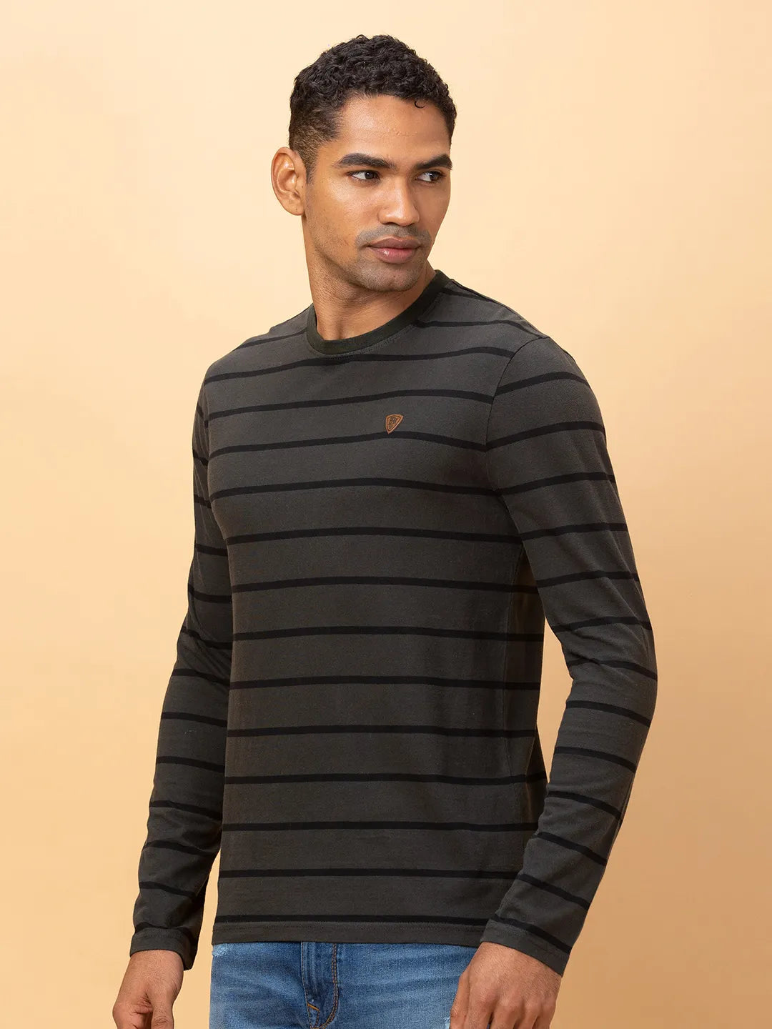 Olive Regular Fit Round Neck Mens' T-Shirt by Being Human Clothing