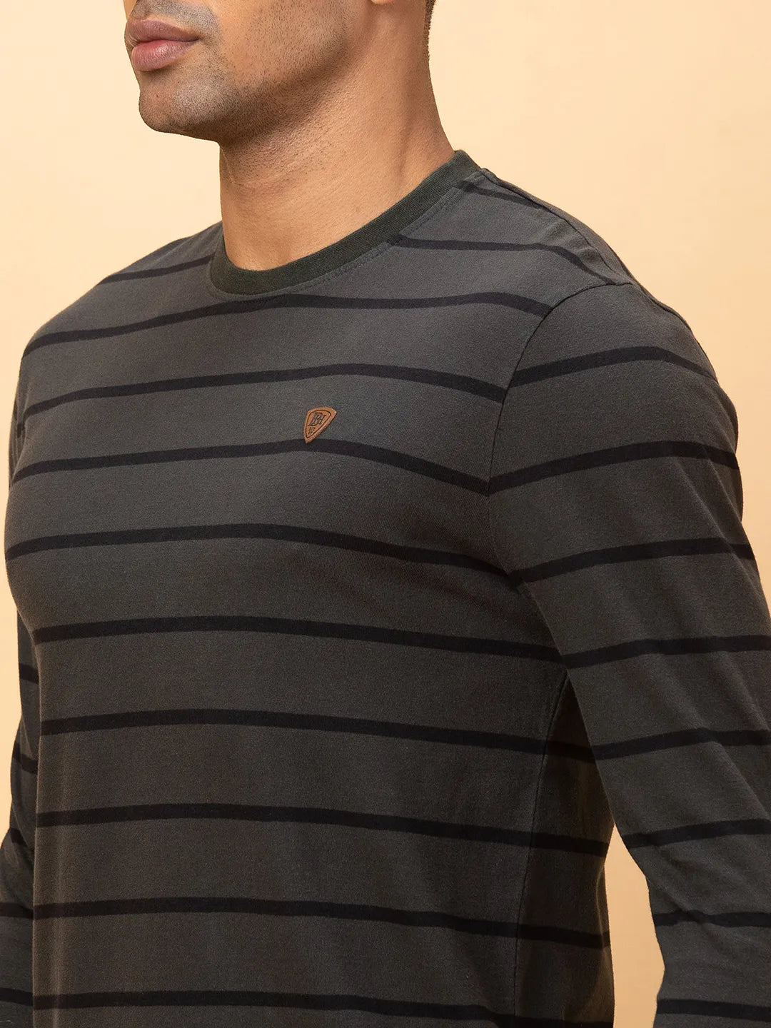 Olive Regular Fit Round Neck Mens' T-Shirt by Being Human Clothing