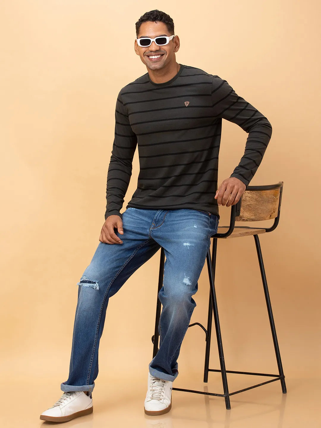 Olive Regular Fit Round Neck Mens' T-Shirt by Being Human Clothing