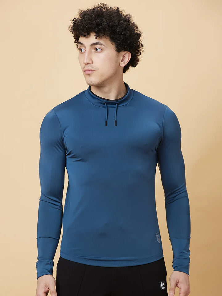 Blue Regular Fit Full Sleeves Men's T-Shirt by Being Human Clothing