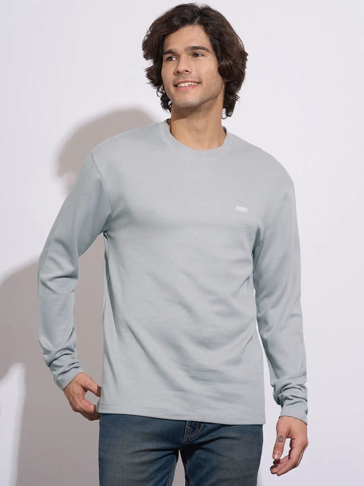 Dark Grey Easy Fit Men's Long Sleeves T-Shirt by Being Human Clothing