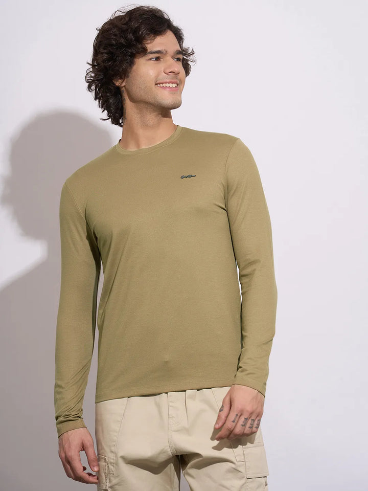 Brown Moderno Fit Round Neck Men's T-Shirt by Being Human Clothing