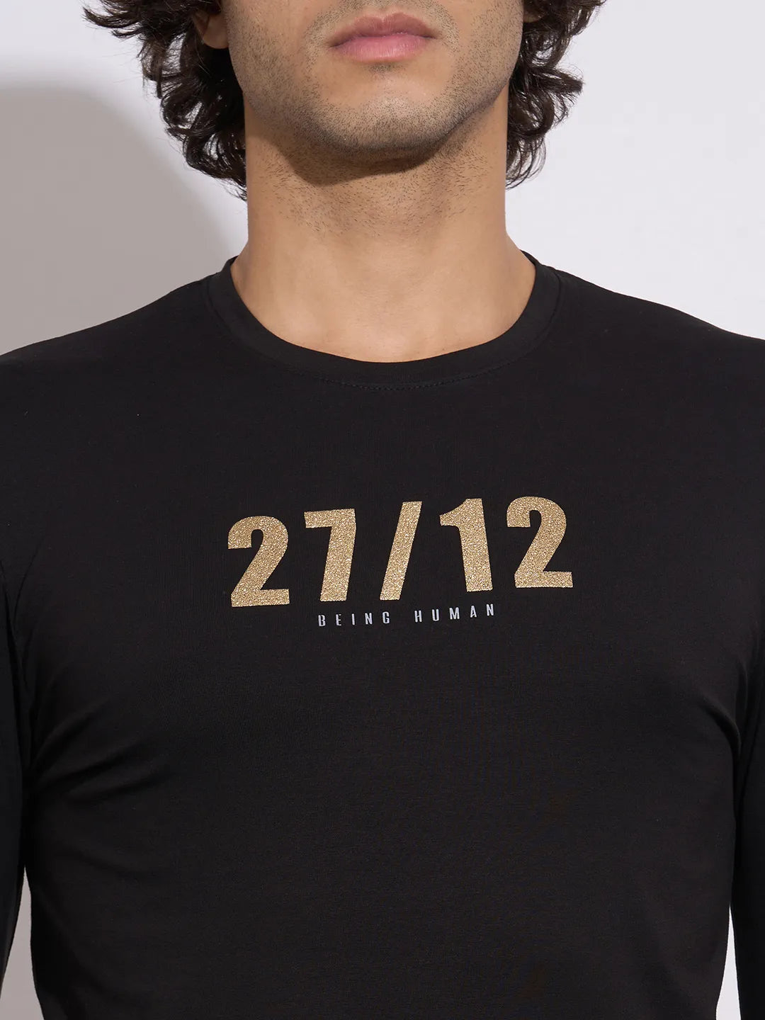 Being Human Men's Black Typographic Print Crew Neck T-Shirt