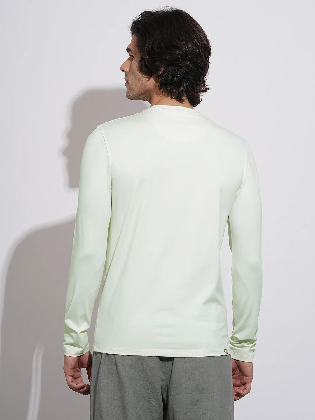 Being Human Men's Off-White Embellished Logo Full Sleeve T-Shirt