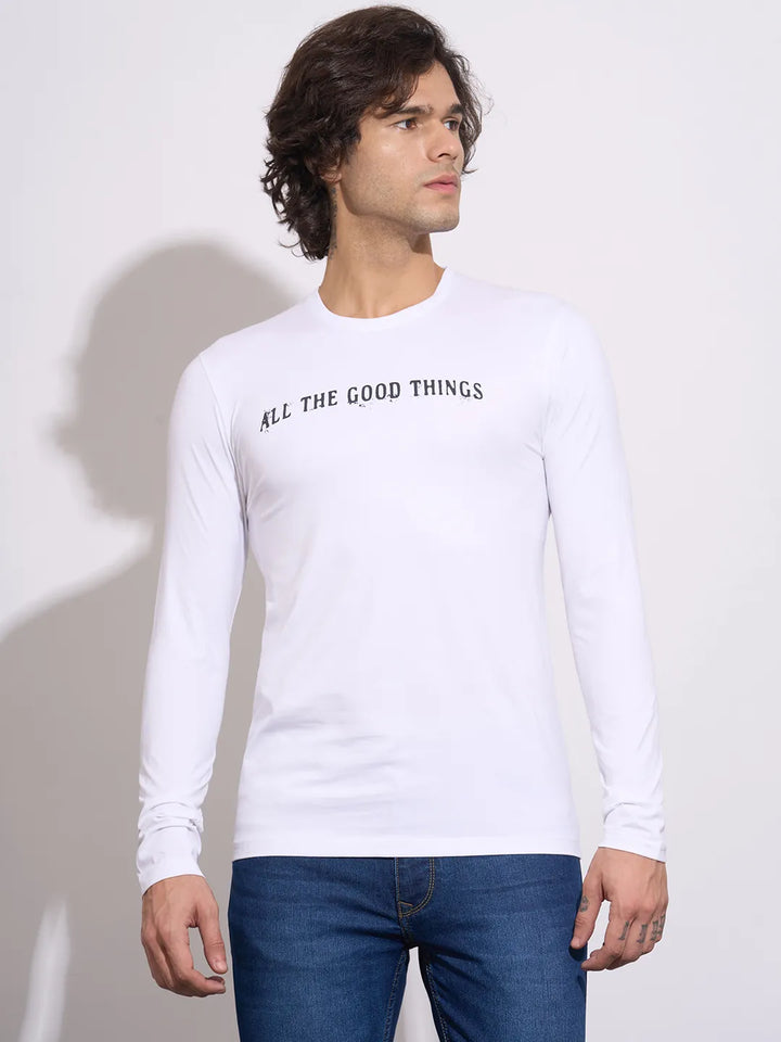 White Moderno Fit Round Neck Men's T-Shirt by Being Human Clothing