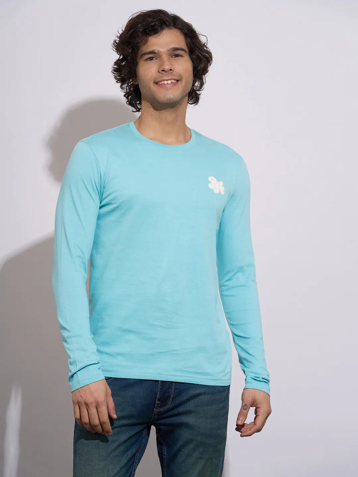 Blue Regular Fit Round Neck Men's T-Shirt by Being Human Clothing