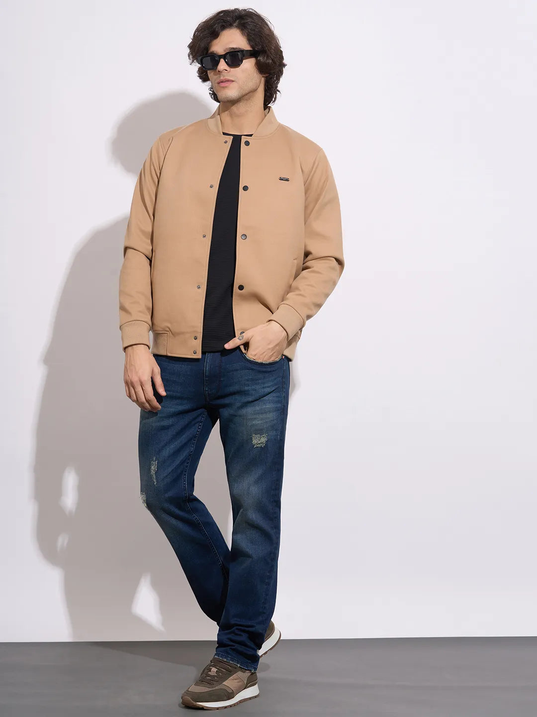 Being Human Men's Black Solid Crew Neck Full Sleeve T-Shirt