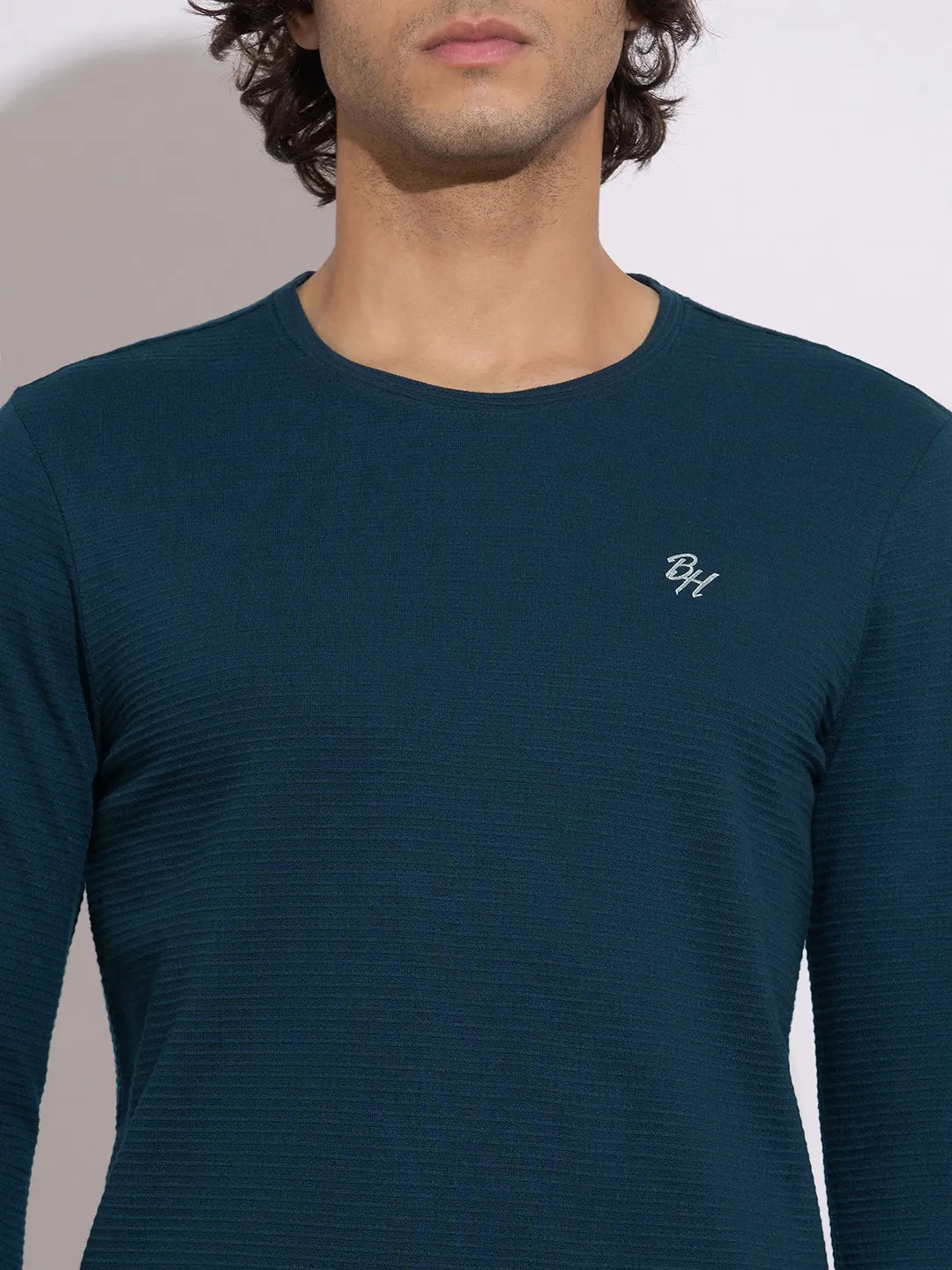 Being Human Men's Navy Crew Neck Full Sleeve T-Shirt