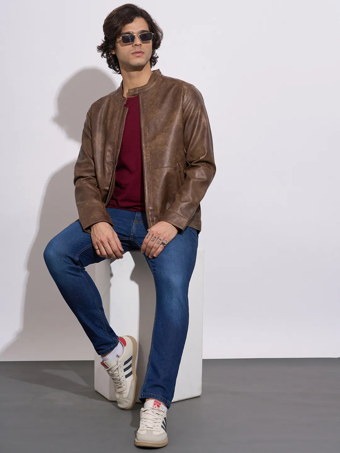 Being Human Men's Wine Crew Neck Full Sleeve T-Shirt