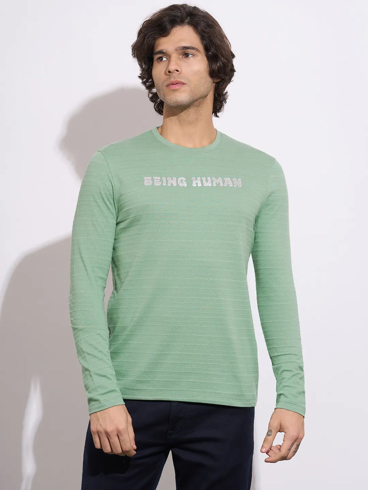Green Moderno Fit Men's Long Sleeves T-Shirt by Being Human Clothing