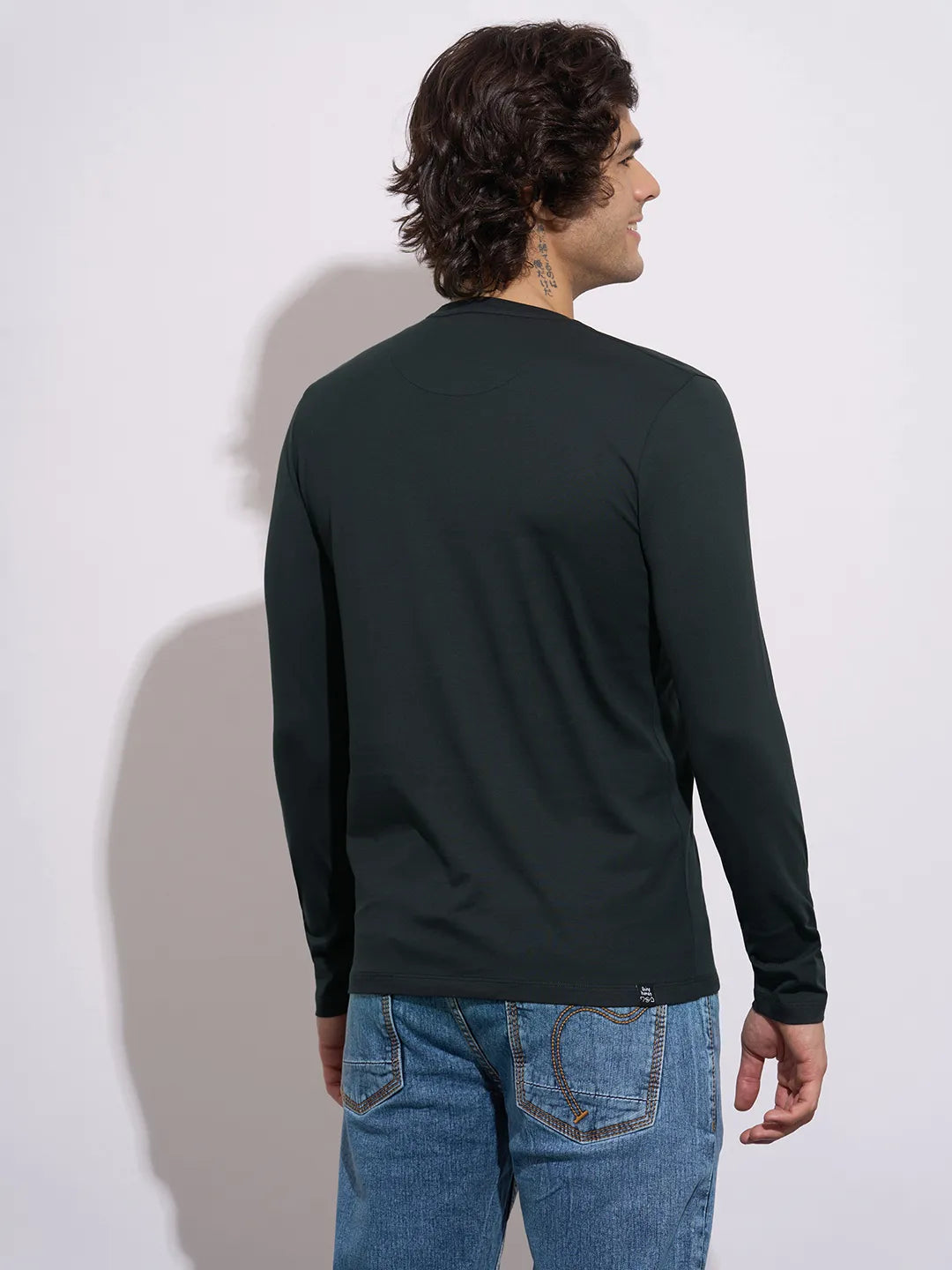 Being Human Men's Black Crew Neck Full Sleeve T-Shirt