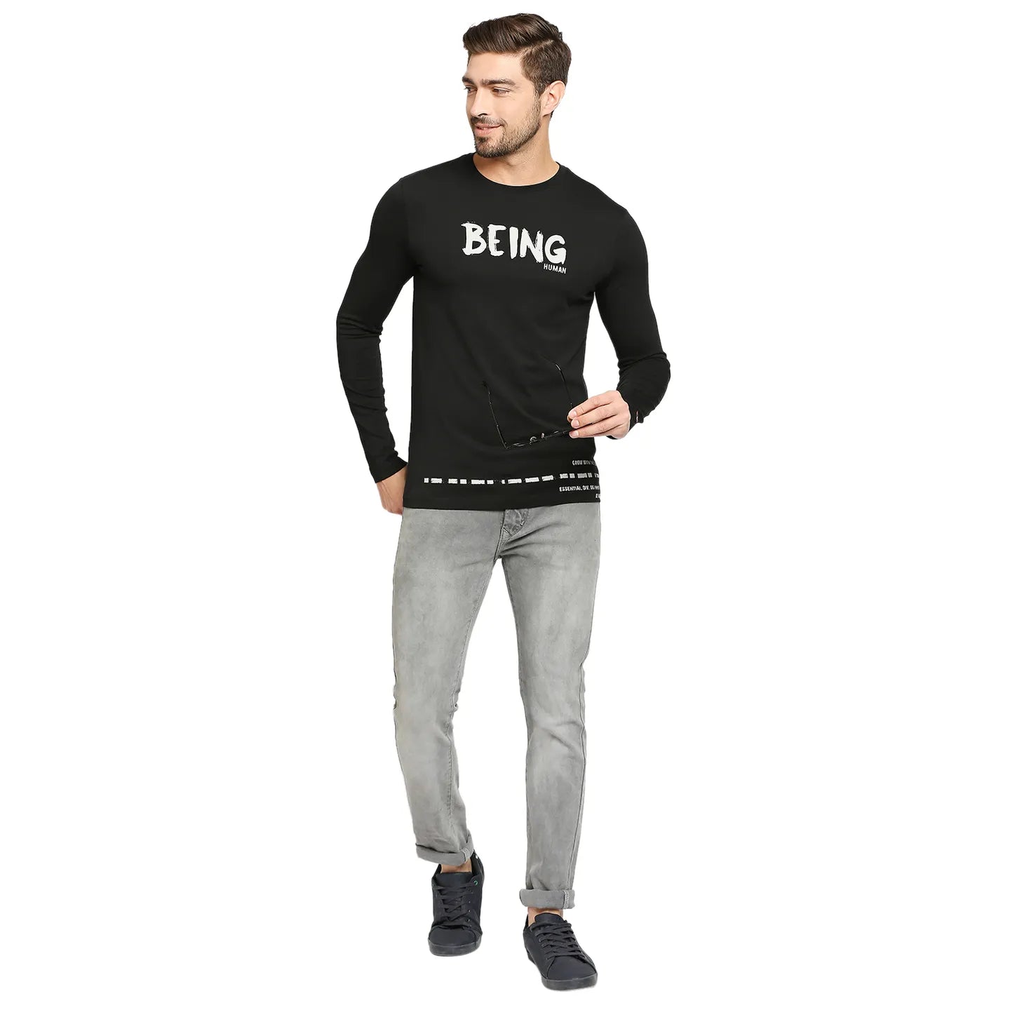 Being Human Clothing Men Regular Fit Crew Neck T-Shirts-Black