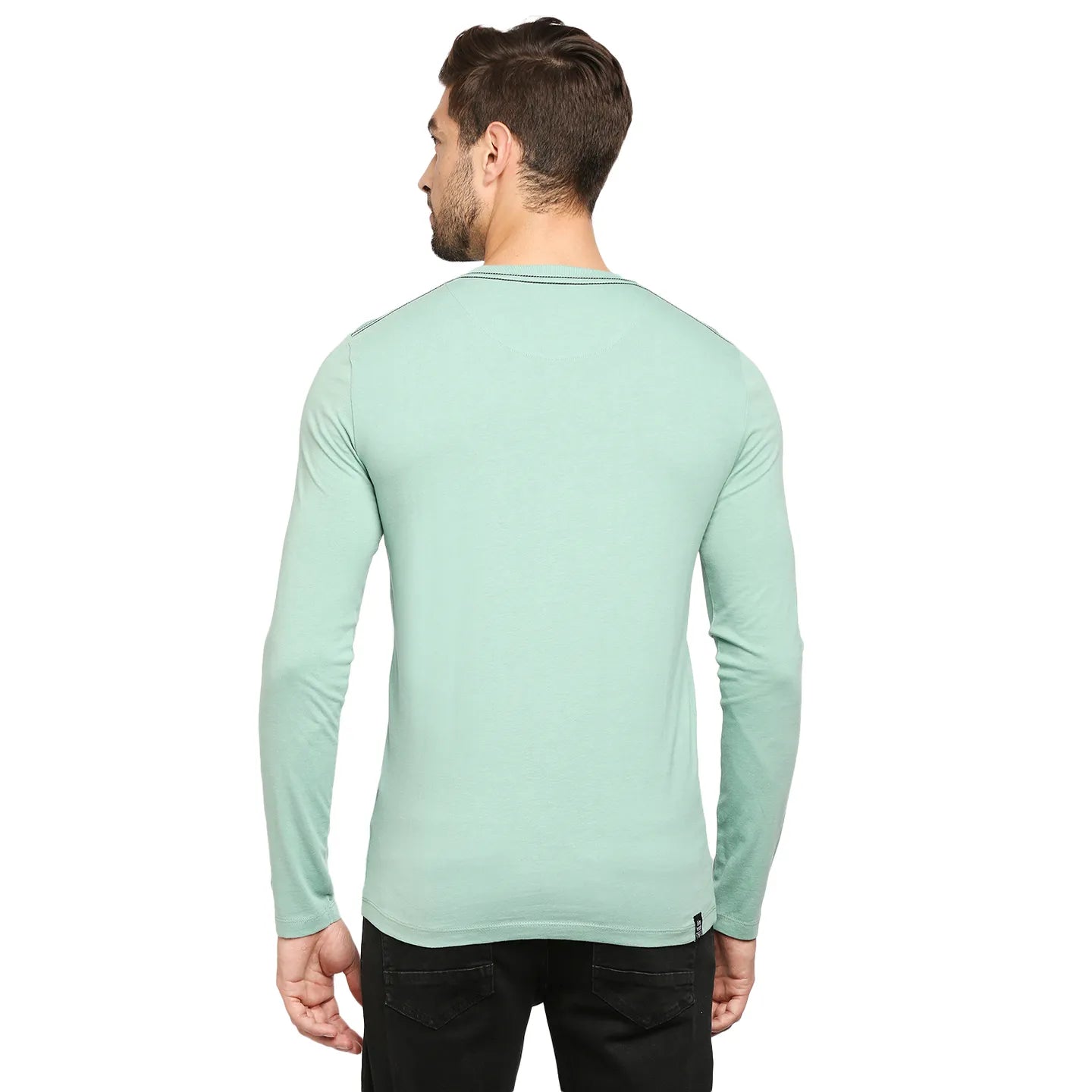 Green Regular Fit Men's Long Sleeves T-Shirt by Being Human Clothing