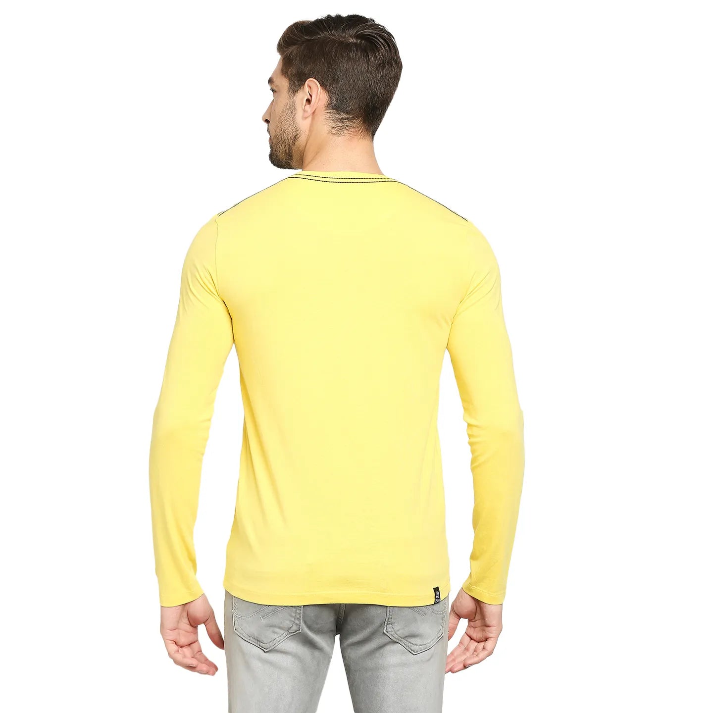 Yellow Regular Fit Men's Long Sleeves T-Shirt by Being Human Clothing