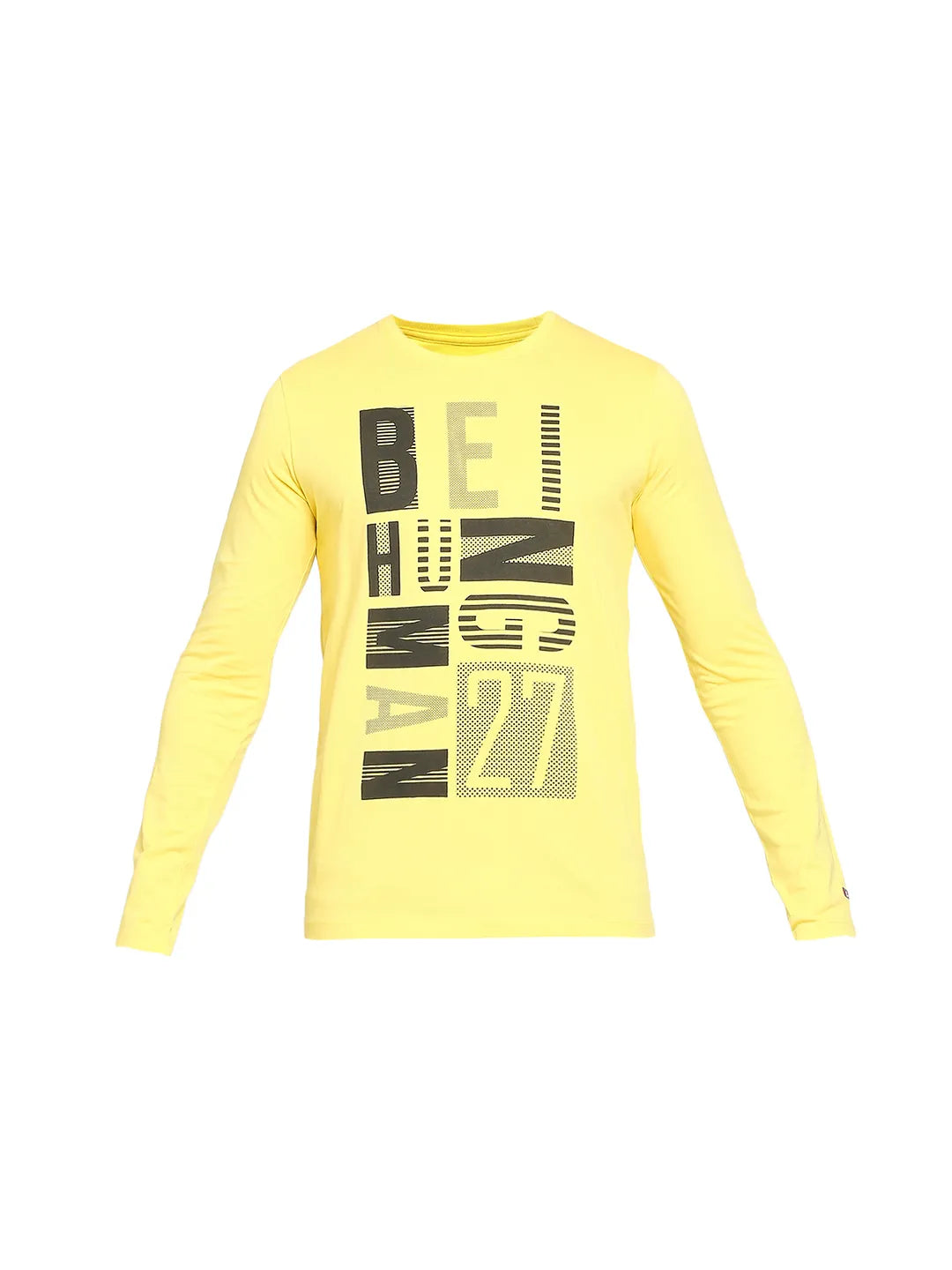Yellow Regular Fit Men's Long Sleeves T-Shirt by Being Human Clothing